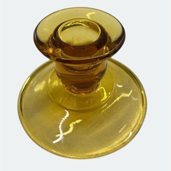 Amber Glass Candle Holder Vintage Style Home Decor - Picture 1 of 6